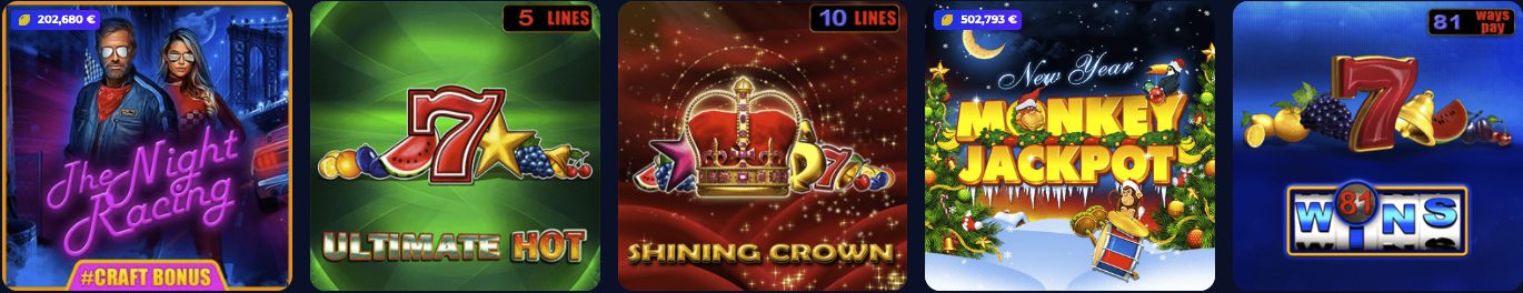 Nine Casino - Jackpots